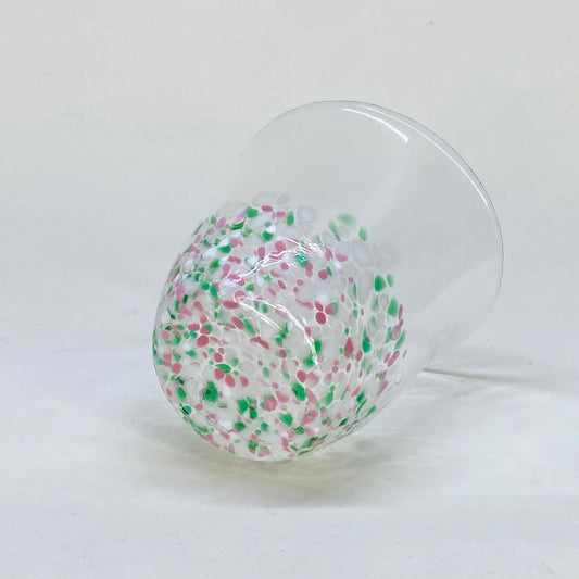 CHERRY BLOSSOMS AND FRESH GREENERY HANDBLOWN GLASS TUMBLER - Tea Stop