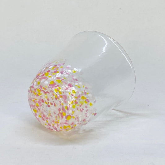 CHERRY BLOSSOMS AND RAPESEED FLOWERS HANDBLOWN GLASS TUMBLER - Tea Stop