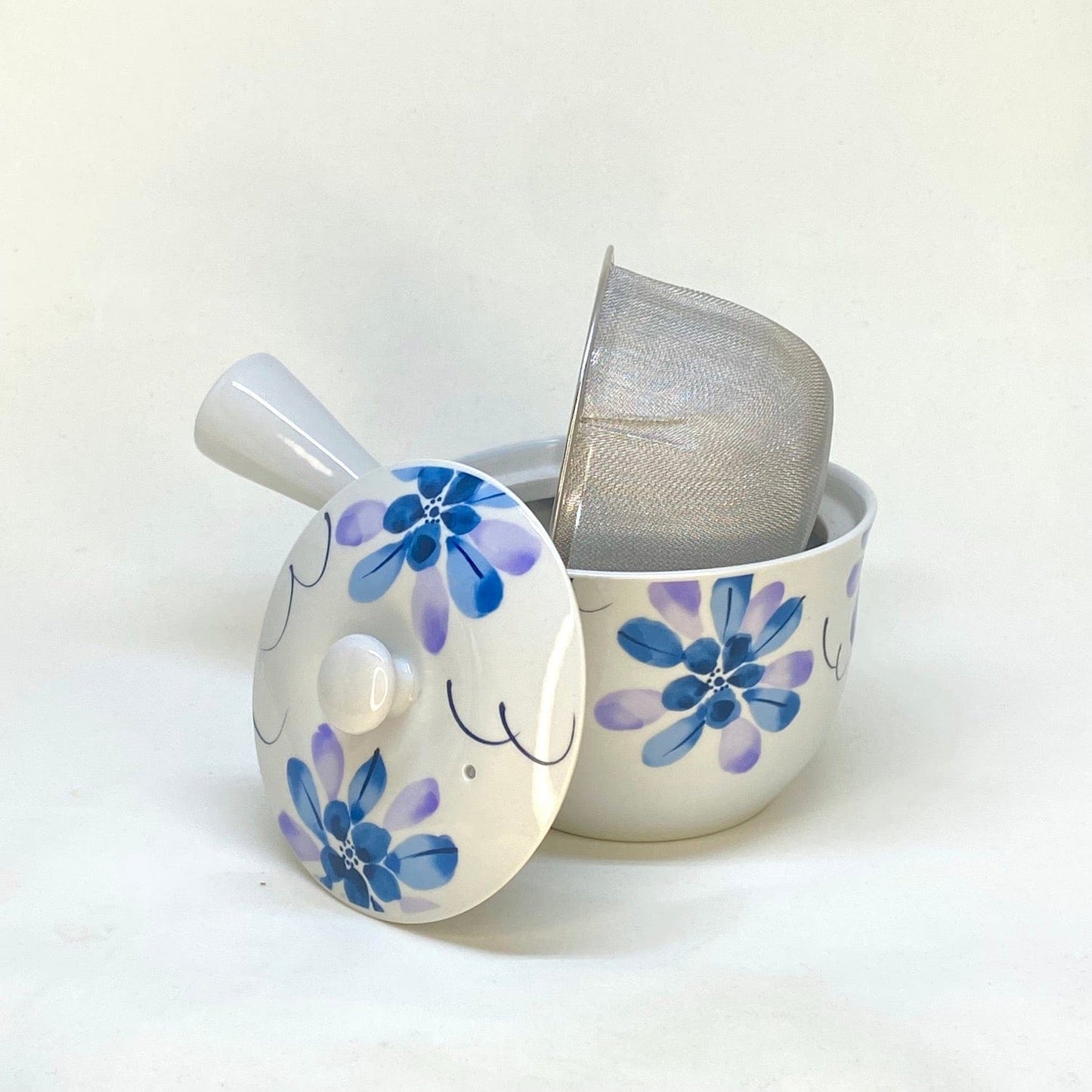 Purple and Blue Floral Side-handle Teapot Teapots