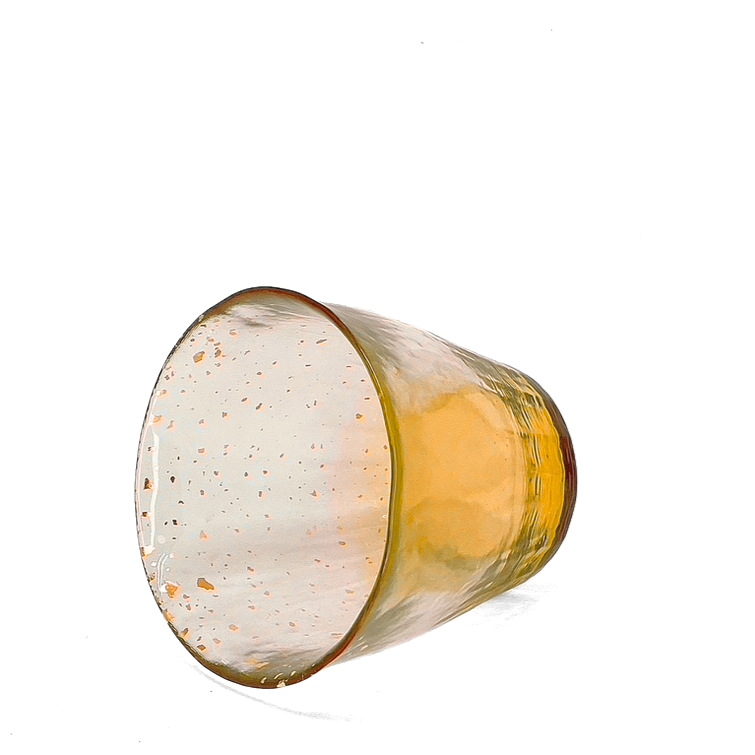 HYŌKA GOLD ACCENTED HANDBLOWN ROCK GLASS ORANGE - Tea Stop