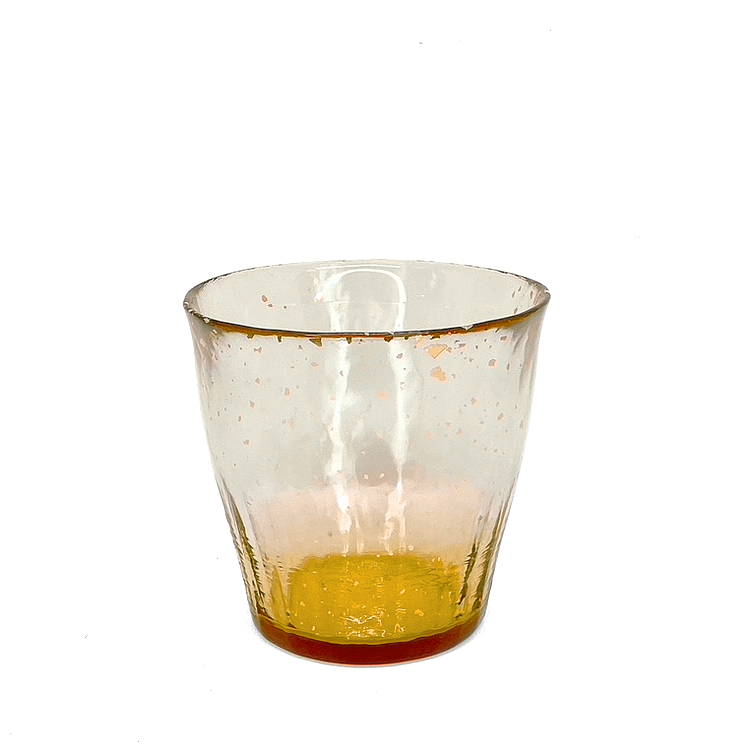 HYŌKA GOLD ACCENTED HANDBLOWN ROCK GLASS ORANGE - Tea Stop