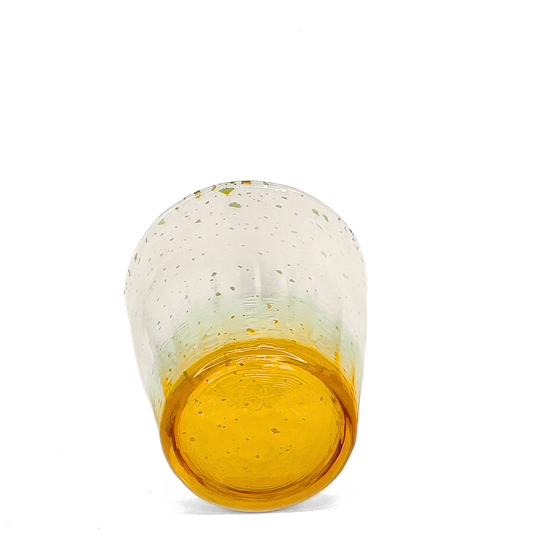 HYŌKA GOLD ACCENTED HANDBLOWN ROCK GLASS ORANGE - Tea Stop