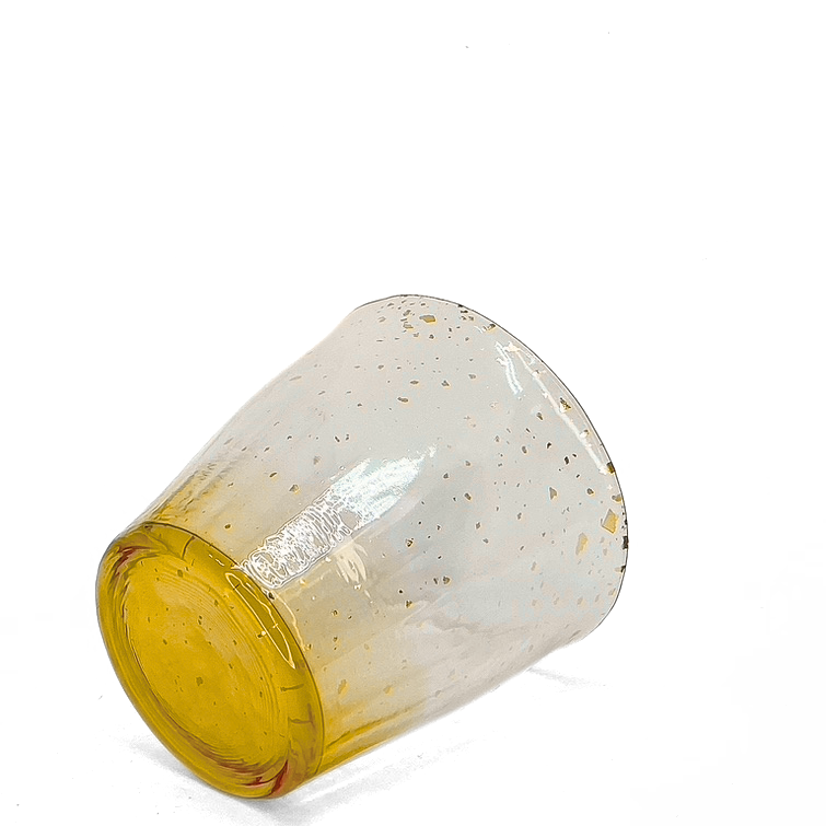 HYŌKA GOLD ACCENTED HANDBLOWN ROCK GLASS ORANGE - Tea Stop