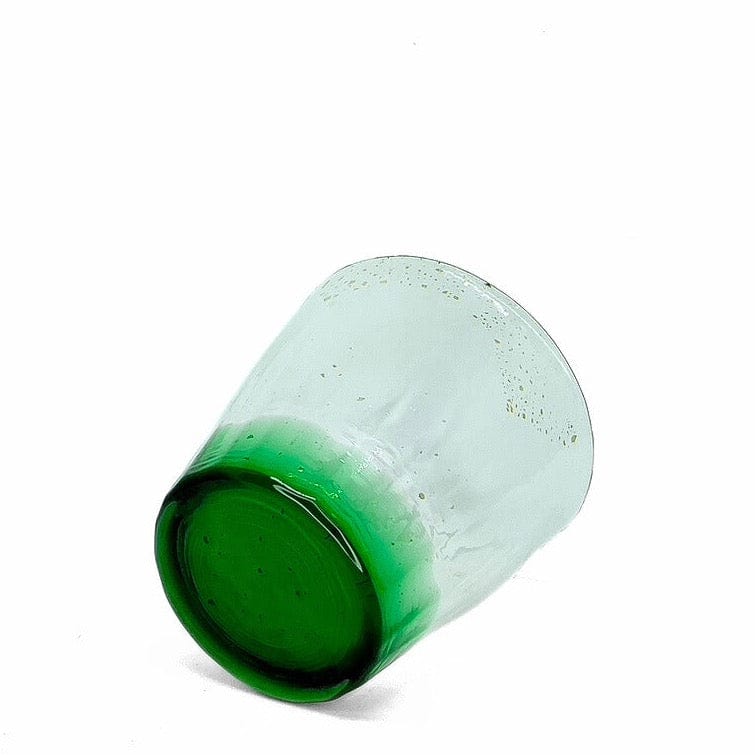 HYŌKA GOLD ACCENTED HANDBLOWN ROCK GLASS GREEN Glassware