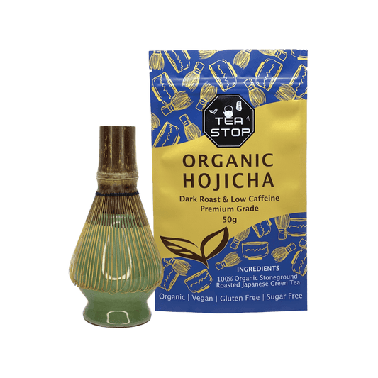 Matcha Set with Organic Hojicha – Roasted Green Tea Ritual Kit 2pc Matcha sets